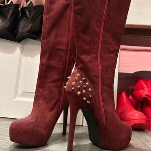 Knee high platform heels boots
